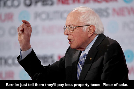 Bernie: just tell them they'll pay less property taxes. Piece of cake.