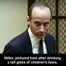 Miller, pictured here after drinking a tall glass of children's tears.